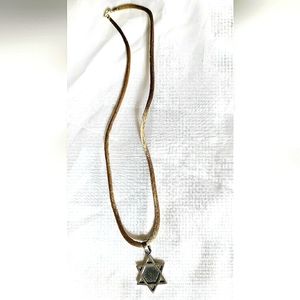 NEW .925 Sterling Silver Star of David Pendant Jewelry! Oxidized. Satin 16" Neck